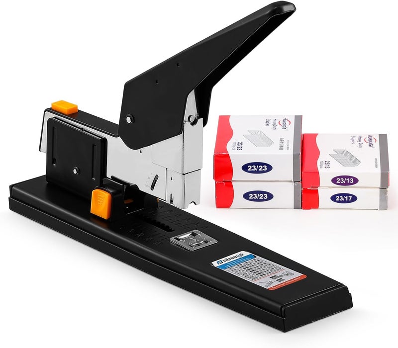 Frifreego Heavy Duty Stapler 210 Sheets Capacity, Effortless Office School Stapler with Adjustable Stapling Width of 60mm (2.36") with 4000 Staples, Black - Image 1